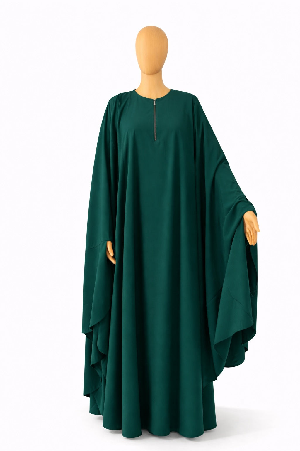 Jilbab vert foncé vue arrière coupe longue mastour et tombé élégant