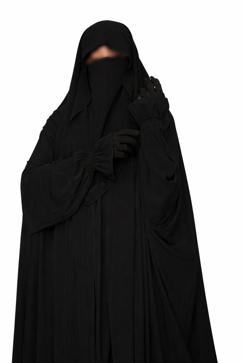 jilbab noir femme avec niqab intégré