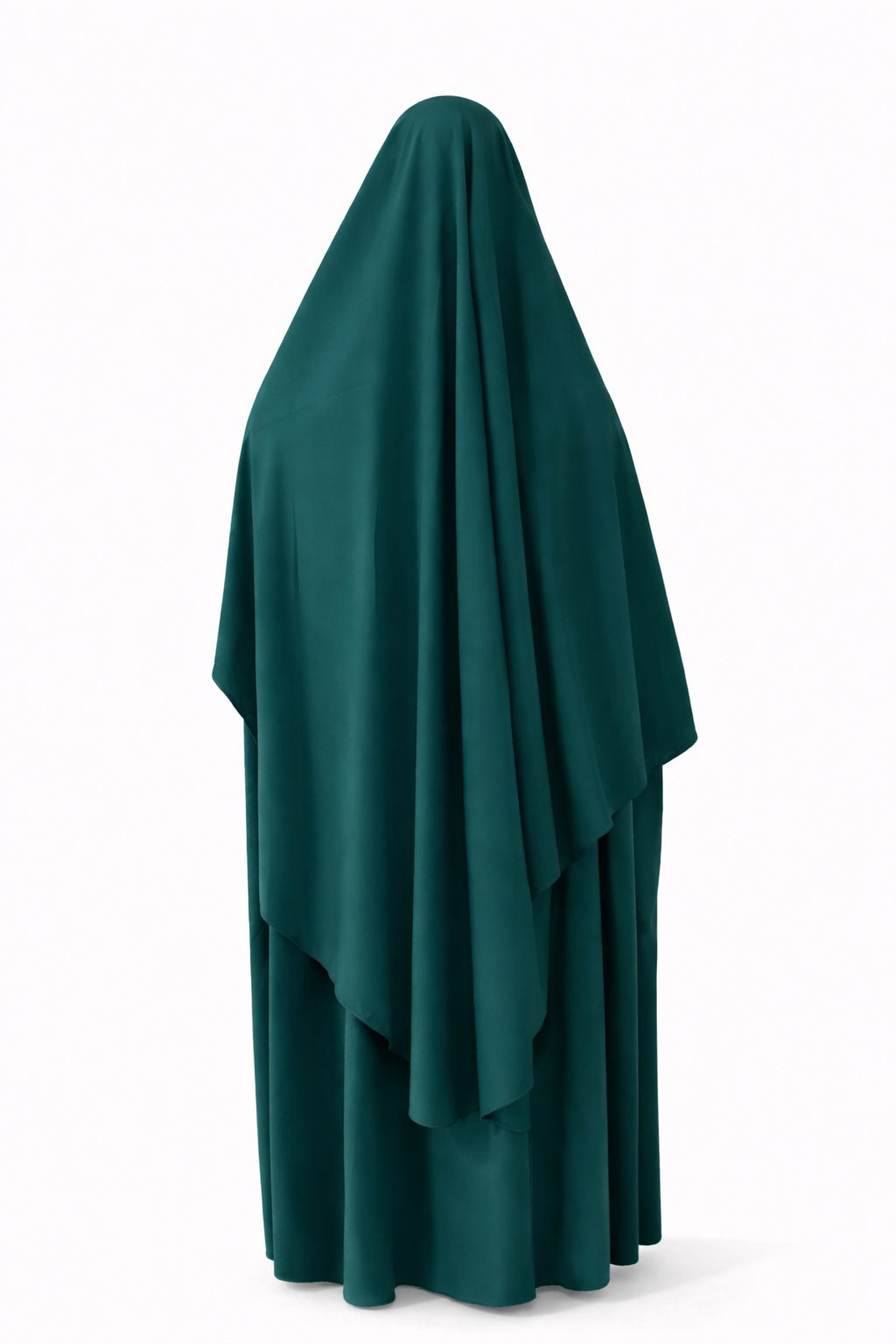 abaya vert canard vue de face avec ouverture zip large