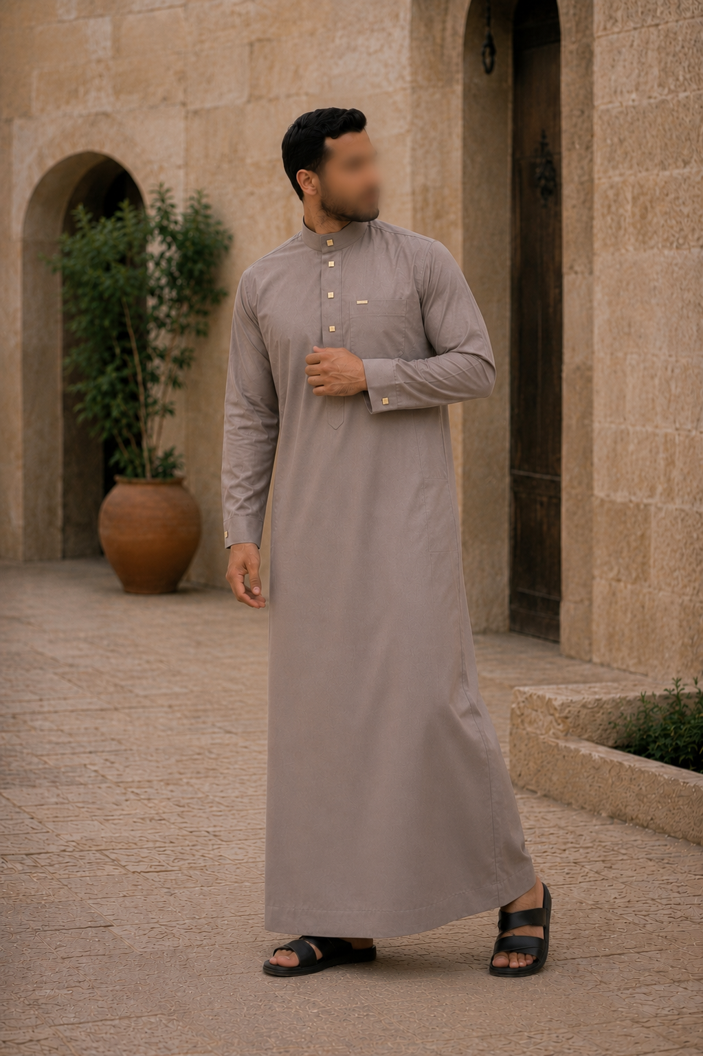 Qamis Saoudien Beige Homme – Coton Léger & Élégance Naturelle